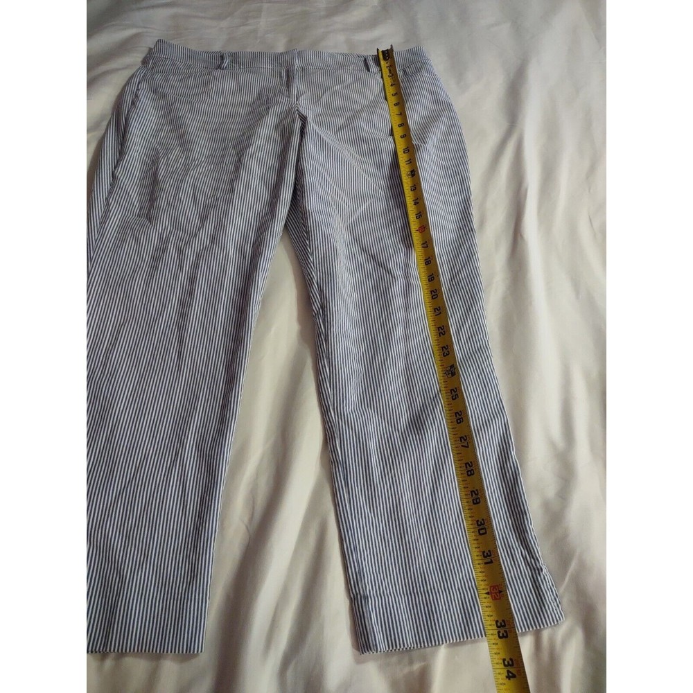 7th Avenue Capri Pants Size 10 Gray And White Stripes - Picture 5 of 8